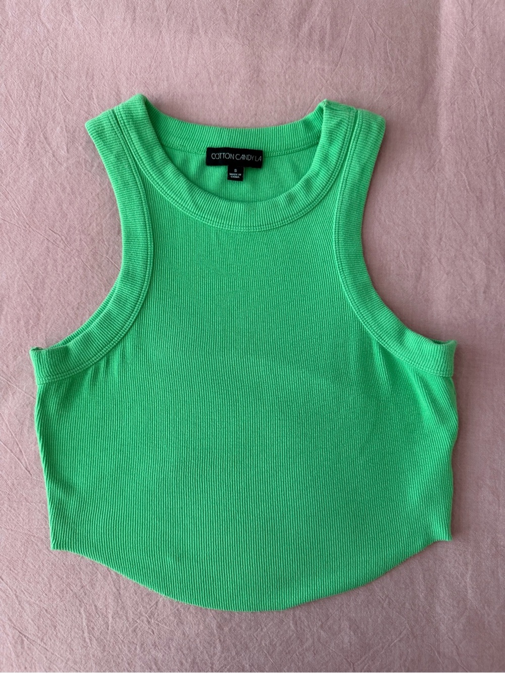 CottonCandyLA Women's Green Ribbed Tank Top